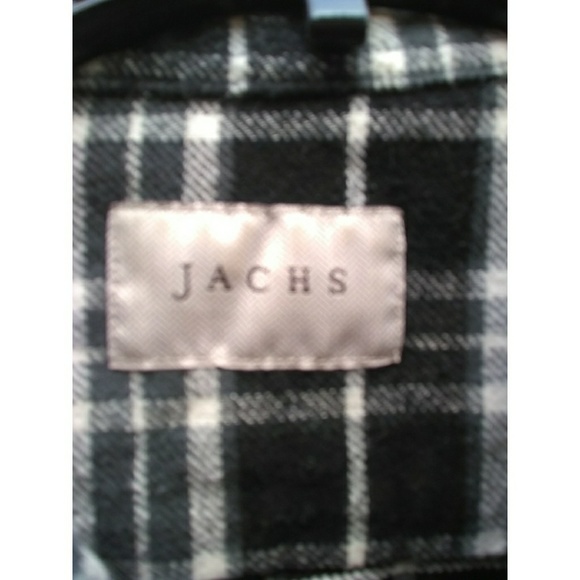 JACHS BLACK WITH WHITE MENS FLANNEL SHIRT - Picture 3 of 3
